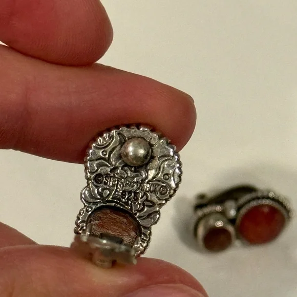 Stephen Dweck Sterling Silver Red Faceted Stone Drop Ear Clips 925 Sterling - Picture 5 of 5